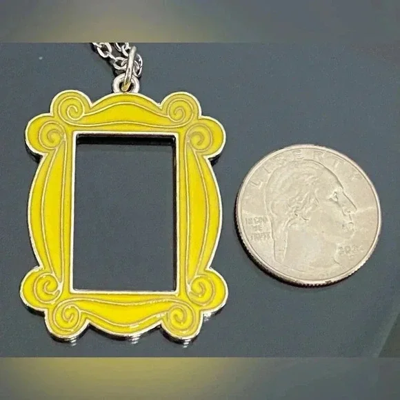 Handmade Friends Peep Hole Yellow Door Frame 24” Stainless Steel Necklace New - Picture 3 of 5